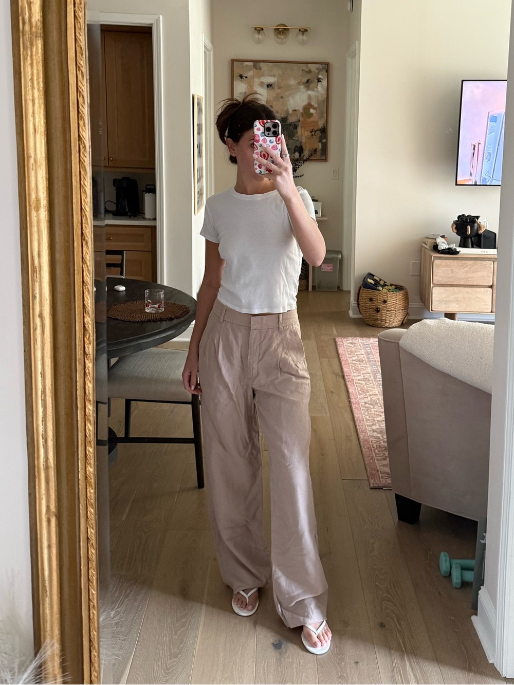 Effortless Wide Leg Linen-Blend Pants in Taupe